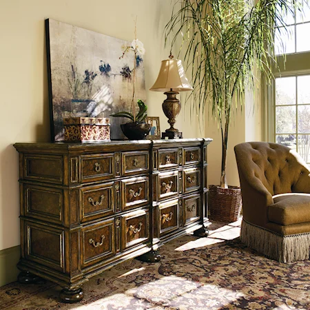 Decorative Dresser with Antique Brass Hardware